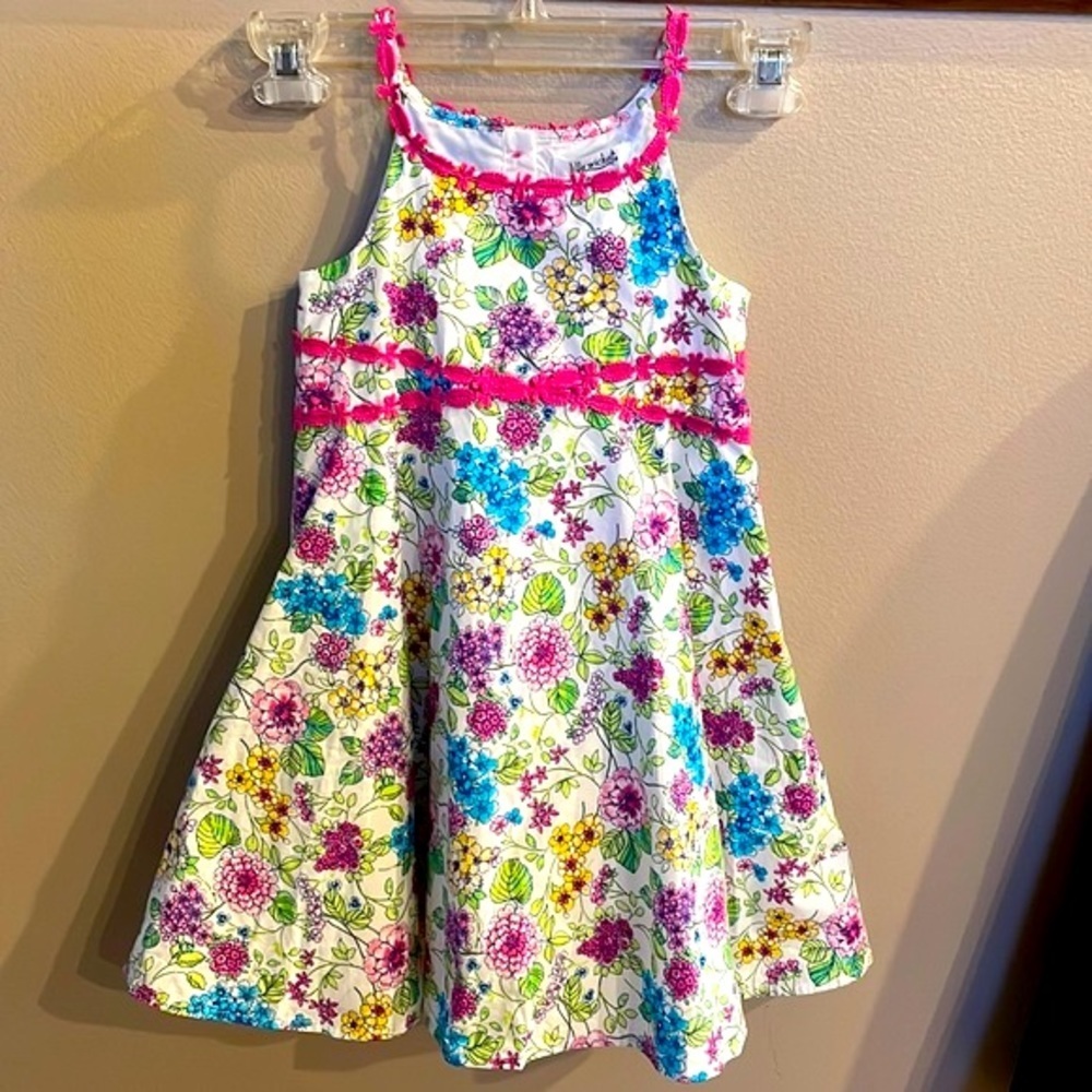 Lilly wicket girls toddler NEW cotton floral dress halter like top w/ detail 4T